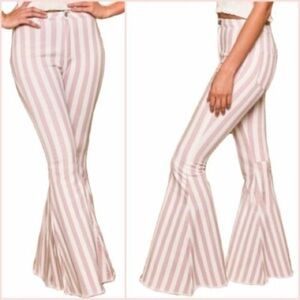 Saints and Hearts • Striped Flare Bell Bottom Jeans Size Medium